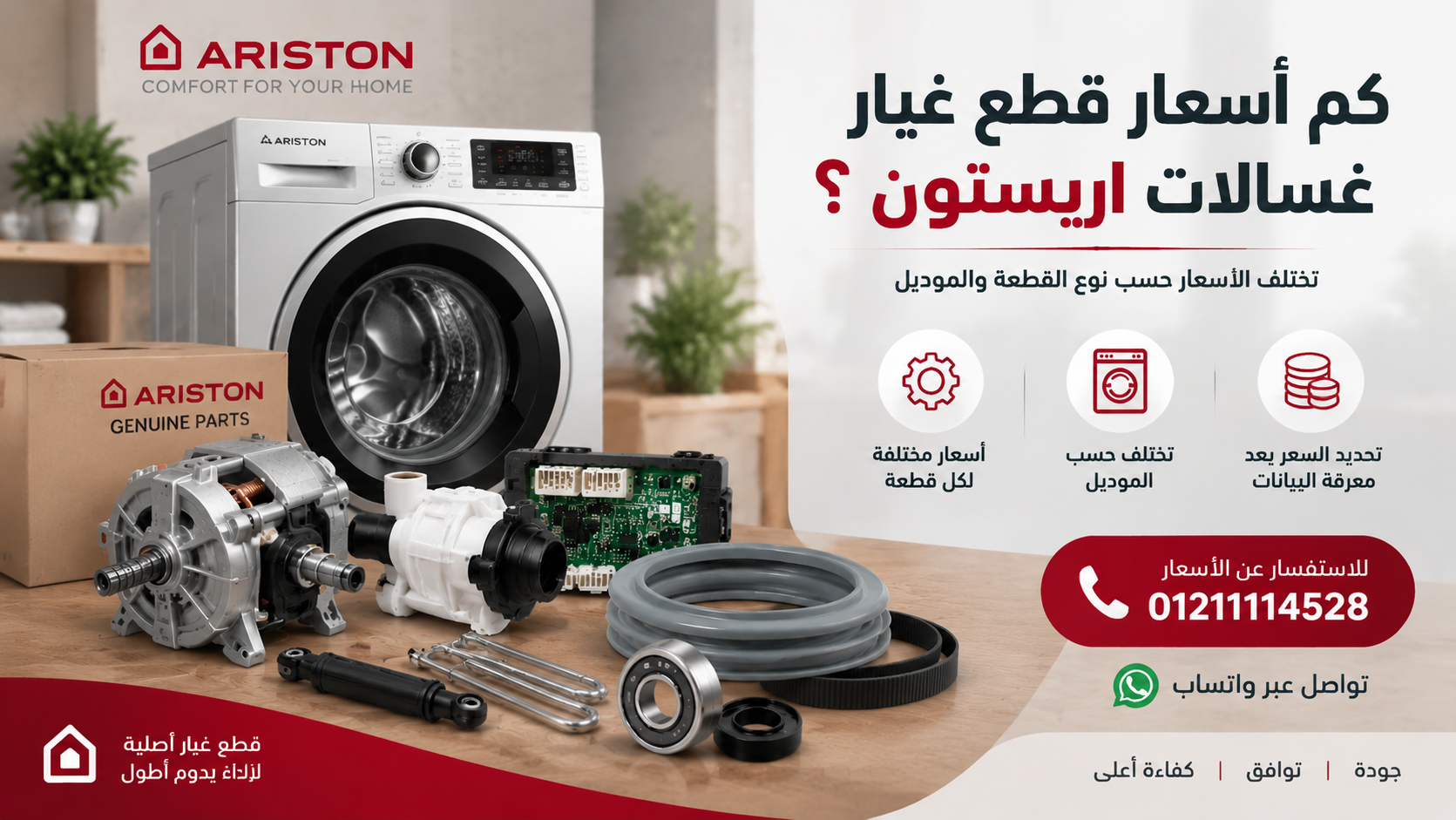 كم أسعار قطع غيار غسالات اريستون؟